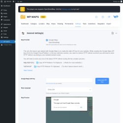 Page screenshot: WP MAPS → Plugin Settings