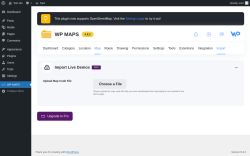 Page screenshot: WP MAPS → Import Maps