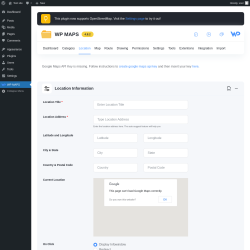 Page screenshot: WP MAPS → Add Location