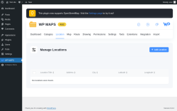 Page screenshot: WP MAPS → Manage Locations