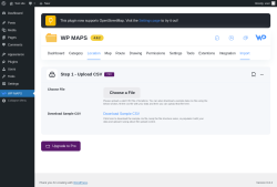 Page screenshot: WP MAPS → Import Locations