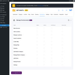 Page screenshot: WP MAPS → Manage Permissions