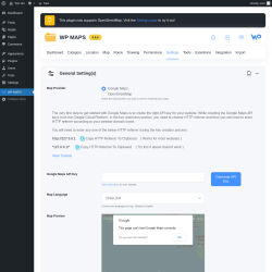 Page screenshot: WP MAPS → Plugin Settings