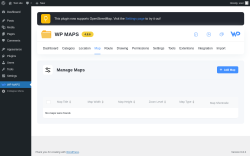 Page screenshot: WP MAPS → Manage Maps
