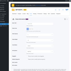 Page screenshot: WP MAPS &rarr; Add Route