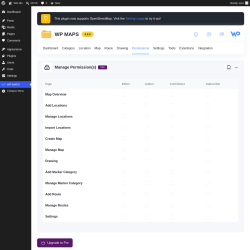 Page screenshot: WP MAPS &rarr; Manage Permissions