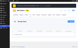 Page screenshot: WP MAPS &rarr; Manage Maps
