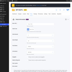 Page screenshot: WP MAPS &rarr; Add Route