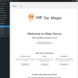 Page screenshot: WPGoogle Maps &lsaquo; Test site &mdash; WordPress