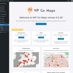 Page screenshot: WPGoogle Maps &lsaquo; Test site &mdash; WordPress
