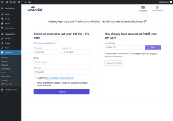 Page screenshot: Settings → WP Umbrella
