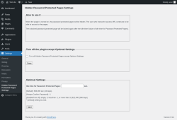 Page screenshot: Settings &rarr; Hidden Password Protected Pages Settings