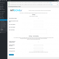 Page screenshot: Hosting Check → Settings