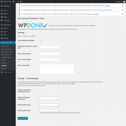 Page screenshot: Hosting Check → Settings