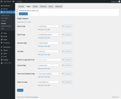 Page screenshot: WP Hotel Booking → Settings → 
							Pages						