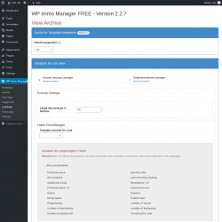 Page screenshot: WP Immo Manager &rarr; List-View