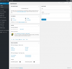 Page screenshot: Dashboard &lsaquo; Test site &mdash; WordPress