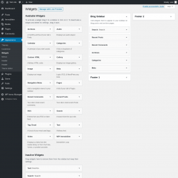 Page screenshot: Widgets &lsaquo; Test site &mdash; WordPress