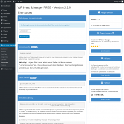 Page screenshot: WP Immo Manager &rarr; Shortcodes