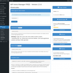 Page screenshot: WP Immo Manager &rarr; Shortcodes