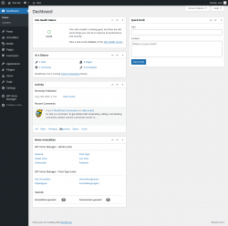 Page screenshot: Dashboard &lsaquo; Test site &mdash; WordPress