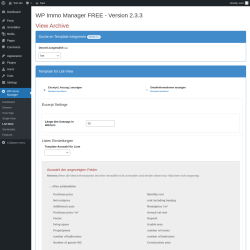 Page screenshot: WP Immo Manager &rarr; List-View