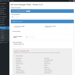 Page screenshot: WP Immo Manager &rarr; List-View