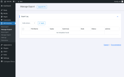 Page screenshot: WP Imp Exp → Manage Export
