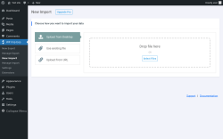Page screenshot: WP Imp Exp → New Import