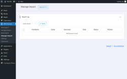 Page screenshot: WP Imp Exp → Manage Import