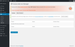 Page screenshot: WP-Invoice &rarr; Add-ons
