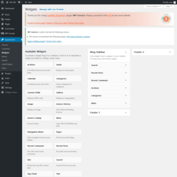 Page screenshot: Widgets &lsaquo; Test site &mdash; WordPress