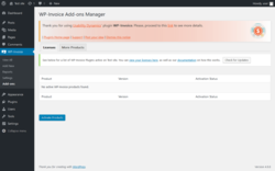 Page screenshot: WP-Invoice &rarr; Add-ons