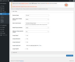 Page screenshot: WP-Invoice &rarr; Settings