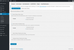Page screenshot: Job Listings &rarr; Settings &rarr; Email Notifications
