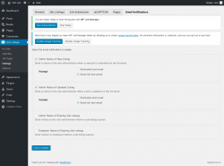 Page screenshot: Job Listings &rarr; Settings &rarr; Email Notifications