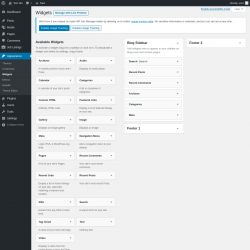 Page screenshot: Widgets &lsaquo; Test site &mdash; WordPress