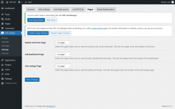 Page screenshot: Job Listings &rarr; Settings &rarr; Pages