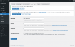 Page screenshot: Job Listings &rarr; Settings &rarr; reCAPTCHA