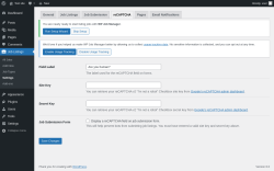 Page screenshot: Job Listings &rarr; Settings &rarr; reCAPTCHA