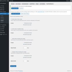 Page screenshot: Job Listings &rarr; Settings &rarr; Email Notifications
