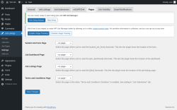 Page screenshot: Job Listings &rarr; Settings &rarr; Pages