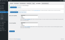 Page screenshot: Job Listings &rarr; Settings &rarr; Job Visibility