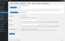 Page screenshot: Job Listings &rarr; Settings &rarr; reCAPTCHA