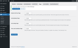 Page screenshot: Job Listings &rarr; Settings &rarr; Pages