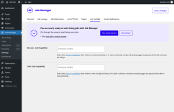 Page screenshot: Job Manager &rarr; Settings &rarr; Job Visibility