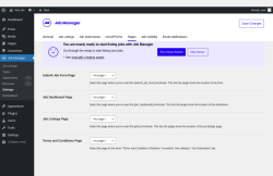 Page screenshot: Job Manager &rarr; Settings &rarr; Pages
