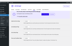 Page screenshot: Job Manager &rarr; Settings &rarr; Pages