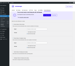Page screenshot: Job Manager &rarr; Settings &rarr; Email Notifications