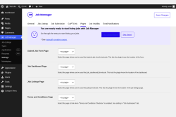 Page screenshot: Job Manager &rarr; Settings &rarr; Pages